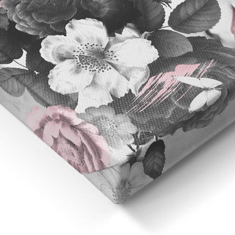 Ana I Flowers Black White I Picture Set Canvas 2x 32x42 cm