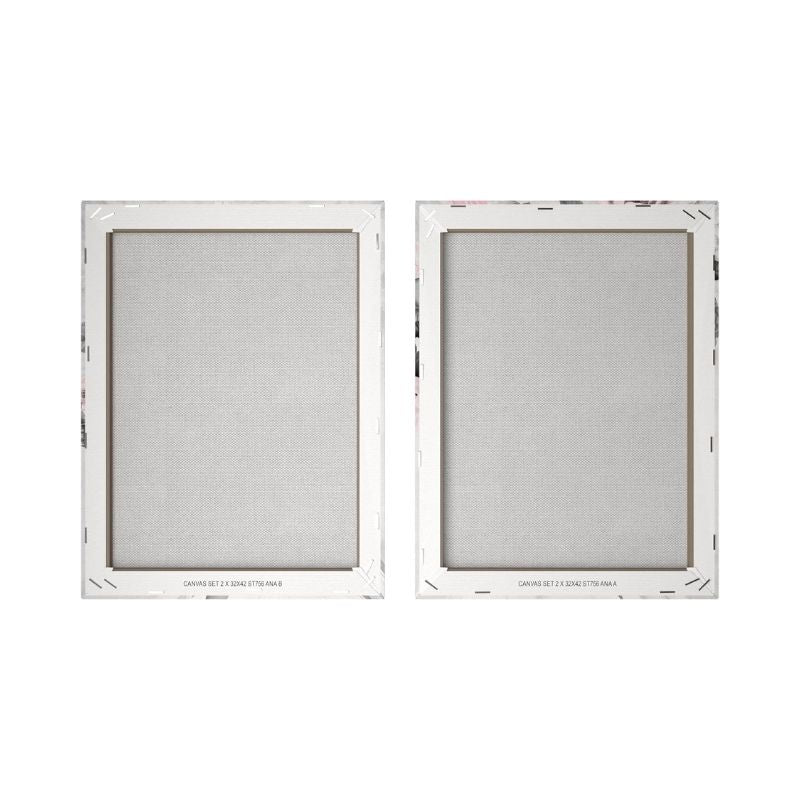 Ana I Flowers Black White I Picture Set Canvas 2x 32x42 cm
