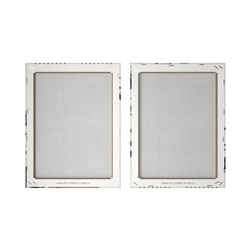 Green Arc I Abstract Shapes I Picture Set Canvas 2x 32x42 cm