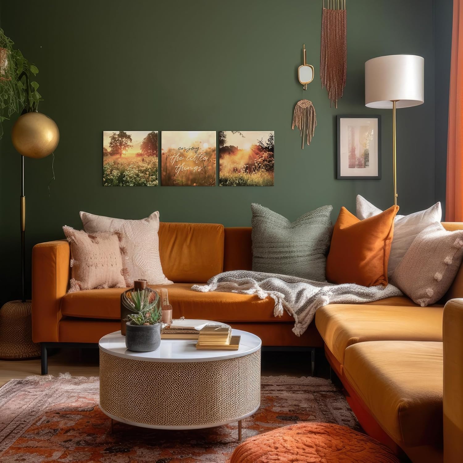 Summery I Sonnenlicht I Bilder Set Leinwand 3x 32x32 cm