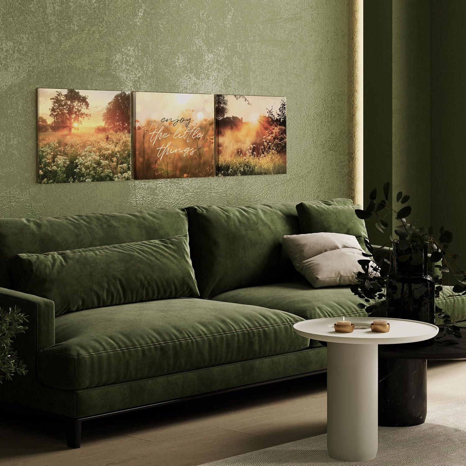 Summery I Sonnenlicht I Bilder Set Leinwand 3x 32x32 cm