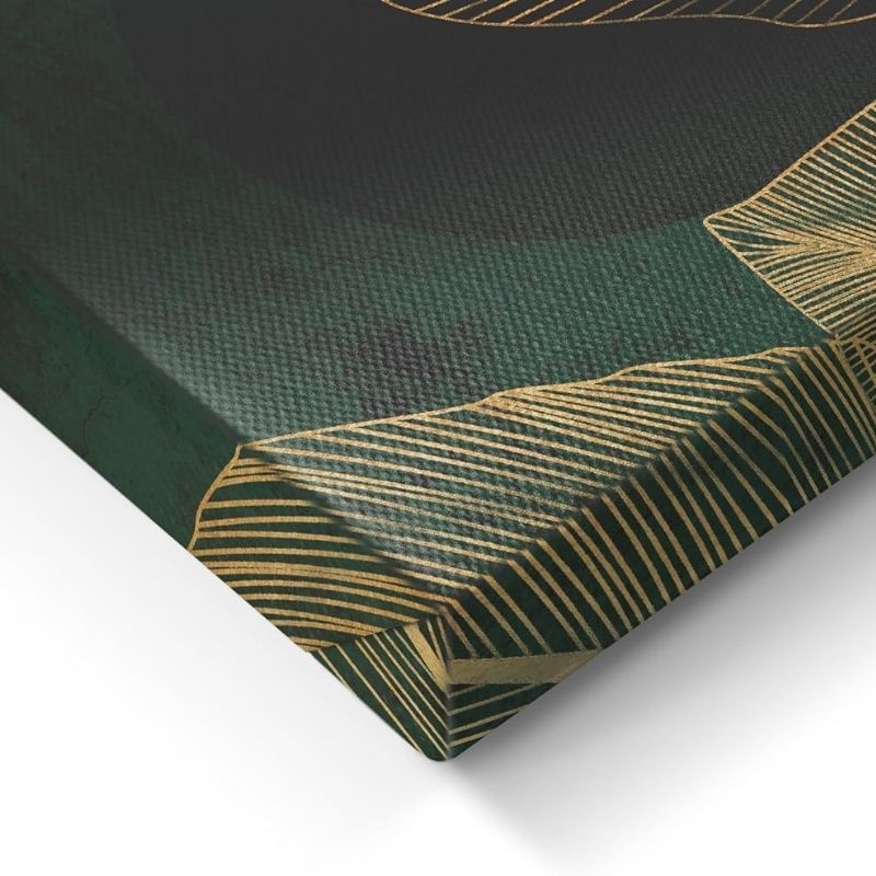 Green &amp; Gold I Modern Minimalism I Picture Set Canvas 3x 32x32 cm