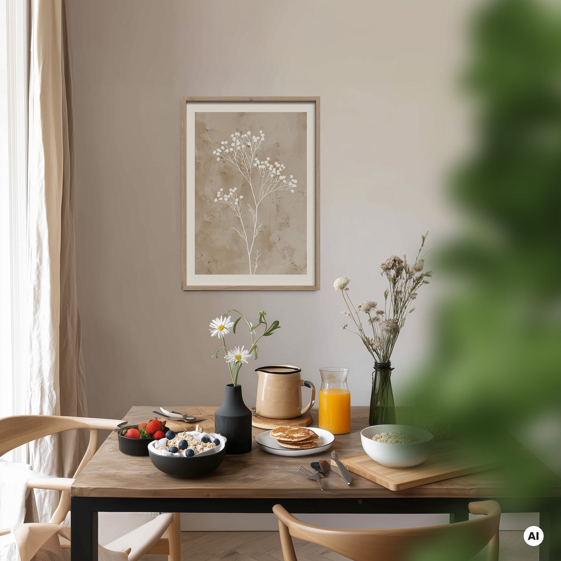 Bild Dried Flowers mit hochwertigem Holzrahmen I 50x70cm